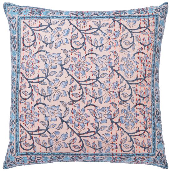 Naaz-Anna Hand Stitched Reversible Pillow Cover - Dusty Pink/Gray